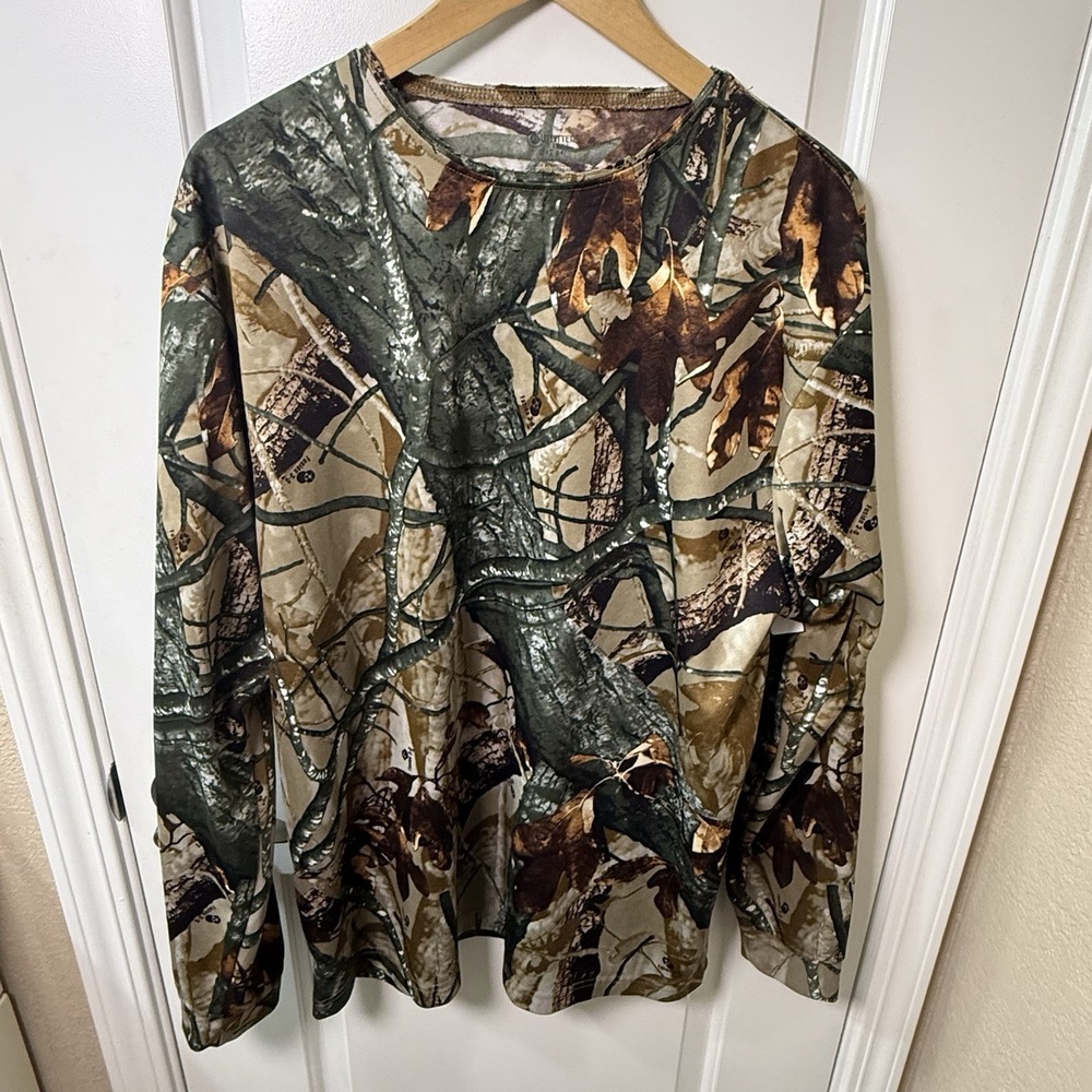 Outfitters Mens XL Realtree Advantage Timber Camo Long Sleeve Hunting Shirt